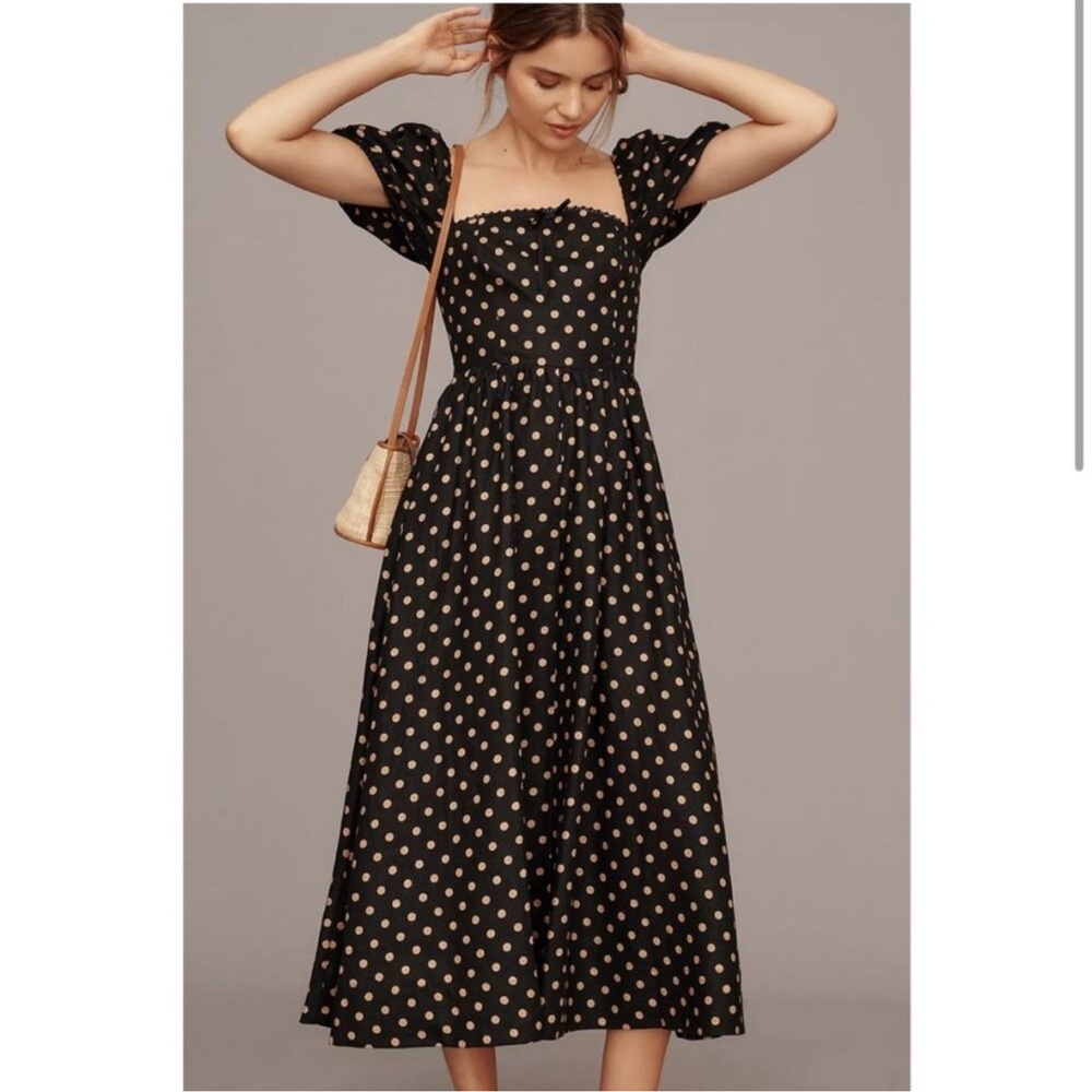 Reformation Marella Polka Dot Linen Dress Size 4 - Picture 2 of 11